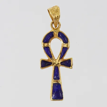 Hänge Ankh med emaljarbete, 33x11mm, 18K Vikt: 1,4 g