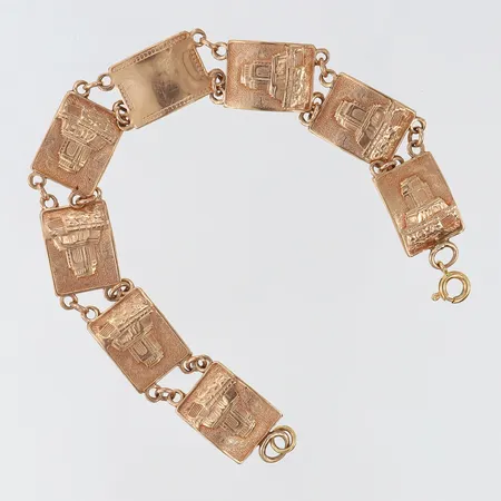 Armband med dekor, längd 19cm, bredd 12mm, lås i 18K, 9K. Vikt: 11,2 g