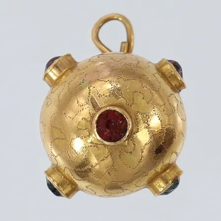 Hänge med färgstenar, Ø16mm, 18K Vikt: 3,5 g