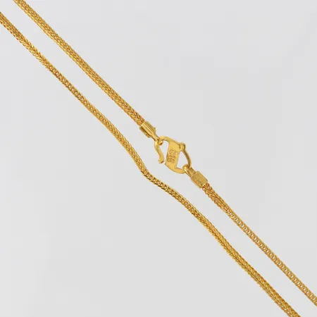 Kedja Rävsvans, längd 50,5cm, bredd 1,5mm, buckliga, 22K.  Vikt: 9,2 g