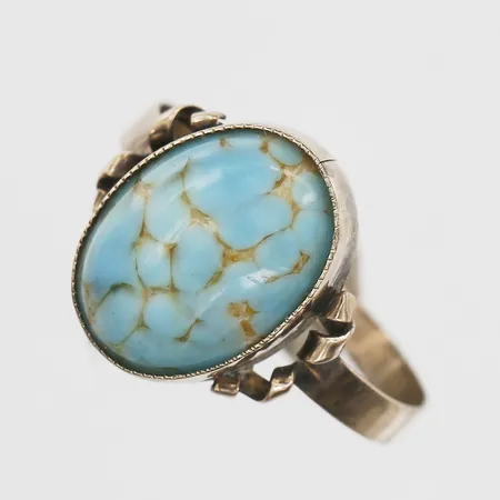 Ring med turkos sten, stl: 18, bredd: 2,5-14mm, silver Vikt: 2 g