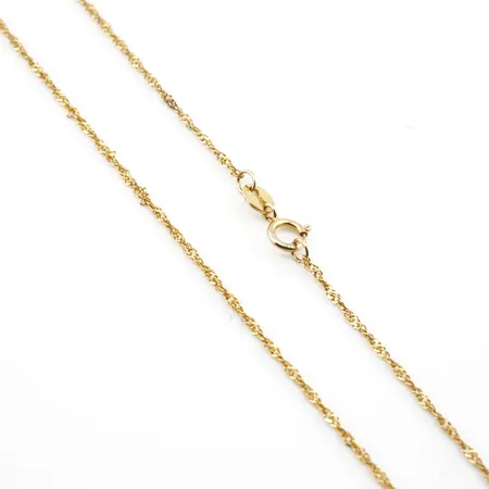 Halskedja, 46cm, bredd 1mm, 21k Vikt: 1,5 g