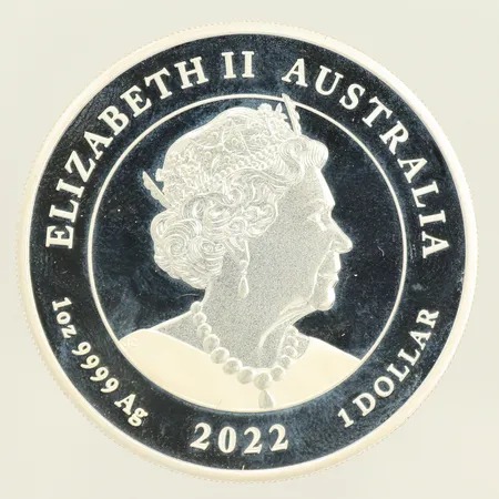 Mynt, Elizabeth II Australia, 1 dollar, 1 Oz, "Two hearts, two lives, one love", år 2022, plastetui, Silver 999/1000, 31,5g Vikt: 31,5 g