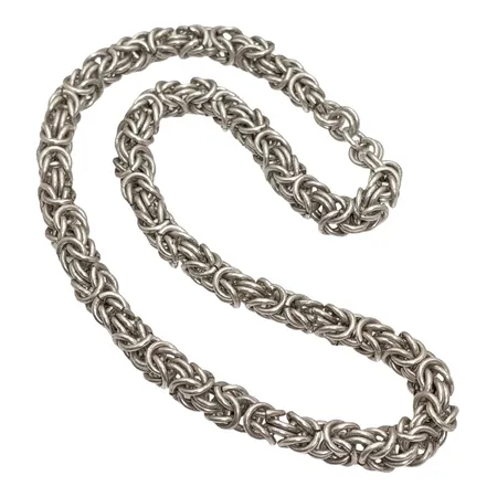 Halskedja Kejsarlänk, silver (ej stämplad), ej öppningsbar, inre mått 57,5 cm, bredd 10,5 mm, bruksmärken, öglor ej hoplödda   Vikt: 279,5 g