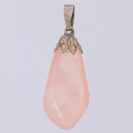 Hänge rosenkvarts 36mm, metall