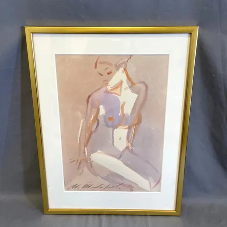 Tavla Michail Shevarjov, akvarell, bildmått 34x24cm, ramad. Skickas med paket.