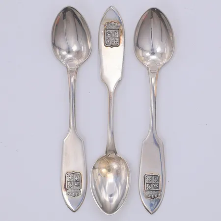 3 kaffeskedar Norrbottens vapen 10,5cm, Mema år 1960, silver 830/1000 Vikt: 29,2 g