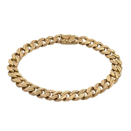 Armband Pansar, 18K guld, massiv modell, längd knäppt 20,0 cm, bredd 7 mm, tjocklek 3 mm Vikt: 40 g