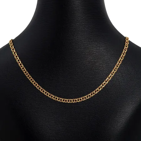 Halskedja Bismarck, 18K guld, jämnbred modell, Jo-Ans Guld AB, Köping, svensk kontrollstämpel, längd knäppt 50,5 cm, bredd 3,3 mm, fint skick Vikt: 8,8 g