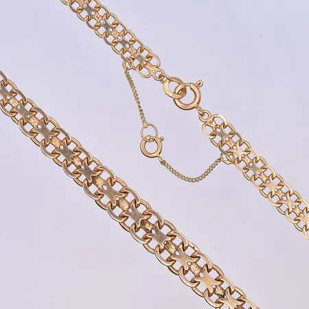 Collier X-länk, doserad, bredd 6-9 mm, längd 44 cm, 18K. Vikt: 26,5 g