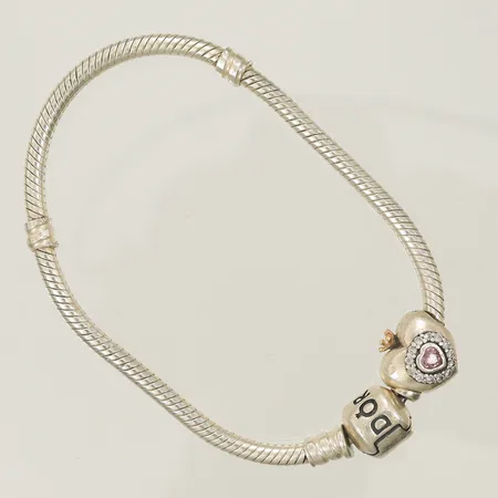 Armband Pandora med berlock 17cm bredd 3-11,5mm (ALE) trasiga länkar silver 925/1000 Vikt: 17 g