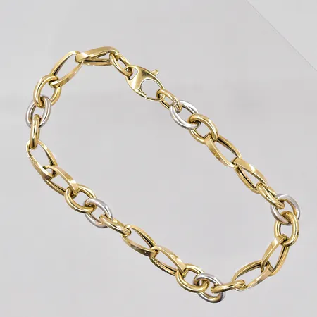 Armband 20,5cm, bredd 7,8mm 2-färgad, ihålig, 14K Vikt: 5 g