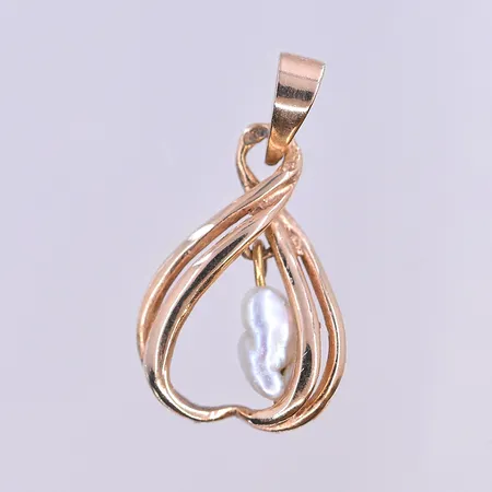 Hänge med pärla, längd 20 mm, 18K. Vikt: 1,1 g