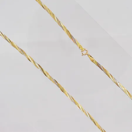 Collier, flätat, 42cm, bredd ca 3,5mm, 3-färgat, 18K Vikt: 7,1 g