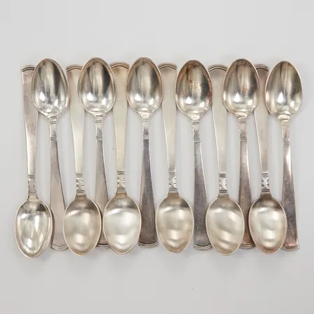 12 kaffeskedar Rosenholm, 120mm, repor, GAB, silver 830/1000 Vikt: 183,1 g