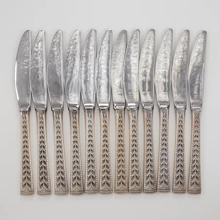 Tolv smörgåsknivar modell Juvel, längd 17cm, rostfritt blad, Norway, silver 830/1000, Bruttovikt:544g Vikt: 0 g