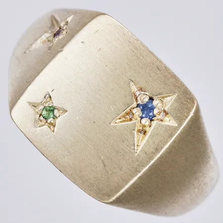 Klackring JK med stenar stl: bredd ca 4-12mm, förgyllt 925/1000 silver Vikt: 7,3 g