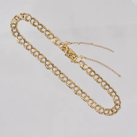 Armband Bismarck, 17,5cm, bredd ca 5mm, skadade länkar, defekt säkerhetskedja, 18K Vikt: 5,7 g