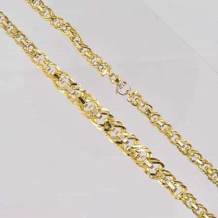 Collier, doserad, 43cm, bredd 6,5-11,5mm, ihålig, 18K Vikt: 15,4 g
