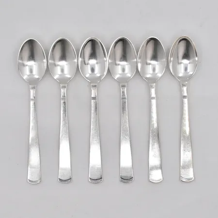 6 kaffeskedar modell Rosenholm, ca 12cm, GAB, 830/1000 silver Vikt: 91,9 g