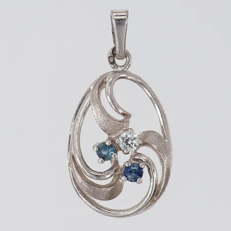 Hänge med blå och vita stenar, 22,5x11,5mm ink ögla, Silver 925/1000. Vikt: 1,2 g