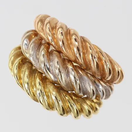 Ring trefärgad, stl 17¼, 18K Vikt: 11,1 g