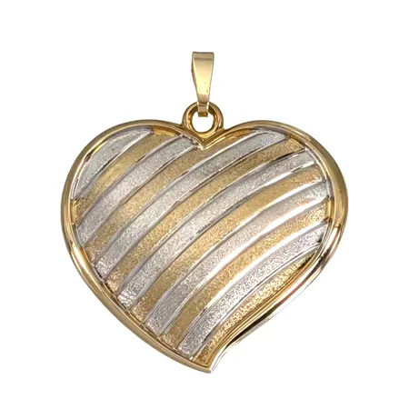 Hänge Hjärta, 8K guld - 333/1000, större tvåfärgad modell, längd inkl. ögla 29 mm, bredd 26 mm, fint skick Vikt: 2 g