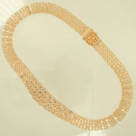 Halscollier doserad x-länk med stav 47cm bredd 13,5-18mm 18K  Vikt: 52,2 g