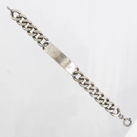 Armband med platta, graverad, längd 20,5cm, bredd 12mm, silver 835/1000 Vikt: 58,6 g
