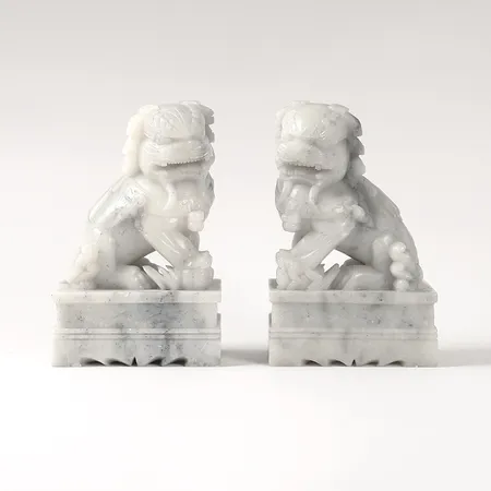 Figuriner, Foo-hundar, Kina, längd: 17,5cm, bredd: 11,5mm, täljsten, modern produktion, bruksslitage Vikt: 0 g