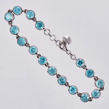 Armband KumKum med stenar, längd ca 19-20cm, bredd ca 6mm, 925/1000 silver Vikt: 19,8 g