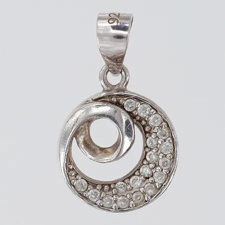 Hänge med vita stenar, längd inkl ögla ca 17mm, bredd ca 15mm, 925/1000 silver Vikt: 1,3 g