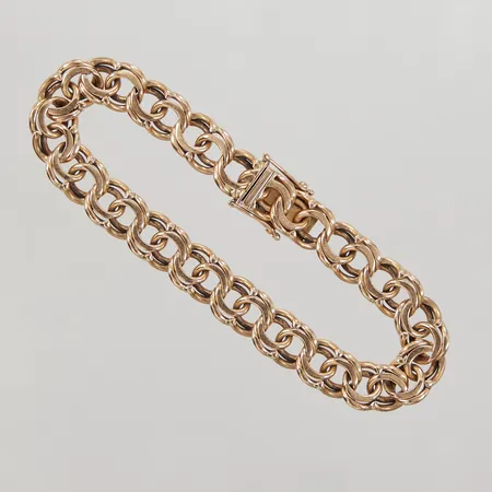 Armband Bismarck 19cm, bredd 9,1mm, åldersbetingad slitage, TC år 1985, 18K, Vikt: 27,2 g