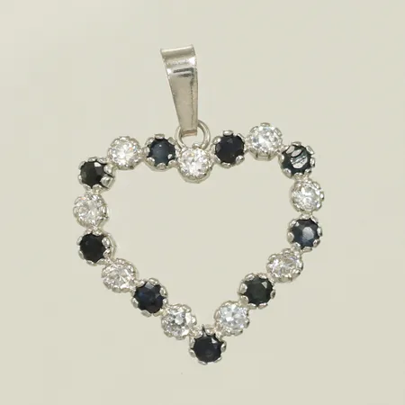 Hänge med blå och vita stenar, längd 21mm inkl ögla, 17mm, 9K, 0,8g Vikt: 0,8 g