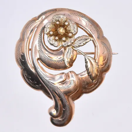 Hänge/brosch, längd 50 mm, bredd 37 mm, förgyllt silver, 830/1000. Vikt: 6,1 g