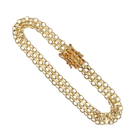 Armband X-länk, 18K guld, tillverkarstämpel GK, Stockholm, svensk kontrollstämpel, längd knäppt 18,5 cm, bredd 7 mm Vikt: 9,6 g