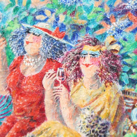 Tavla olja på pannå, May K Leon, signerad, daterad 1997, ca. 22x20cm Skickas med postpaket.