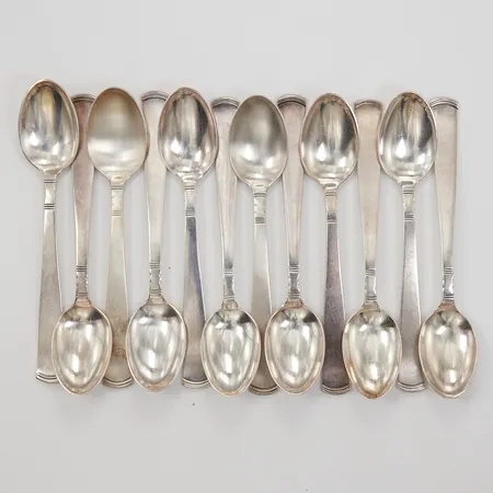 12 kaffeskedar Rosenholm, 120mm, repor, GAB, silver 830/1000 Vikt: 190,1 g
