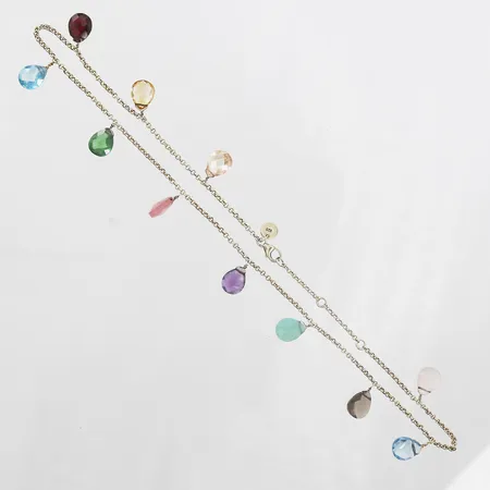 Collier Sophie by Sophie med briolettslipade färgstenar, bland annat kvarts, topas, granat, längd 38/40/42cm, förgyllt silver, 925/1000 Vikt: 10,3 g