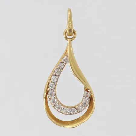 Hänge med vita stenar, 21x9mm ink ögla, något bucklig, 18K.  Vikt: 0,6 g