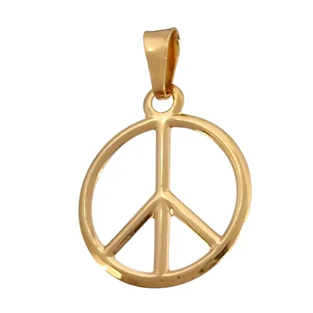 Hänge Peace, 18K guld, Guldteknik i Köping AB (GTAB), längd inkl. ögla 24 mm, bredd 16 mm, fint skick Vikt: 0,6 g