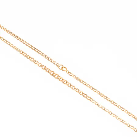 Colliér Bismarck i 18K guld. Det är 42,5 cm långt, 3 - 4,5 mm brett och väger 5,3g. Springring.  