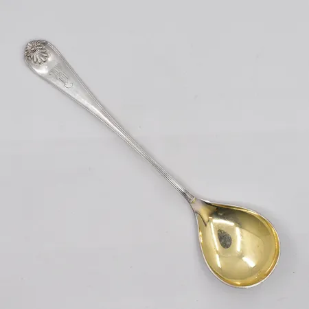 Serveringssked snäckmodell, 26cm, gravyr, 830/1000 silver Vikt: 77 g