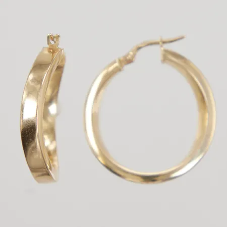 Ett par örhängen Creoler, 25mm, bredd 4mm, något vriden modell, ihålig, 14K Vikt: 3,7 g