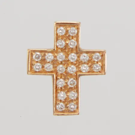 Hänge Kors med vita stenar, 13x12mm, 18K Vikt: 1,5 g