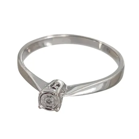 Ring, 18K vitguld, Diamant 0,001ct, GIA, svensk kontrollstämpel, Ø16¼ mm, bredd 1,7 - 3,5 mm, fint skick Vikt: 1,6 g