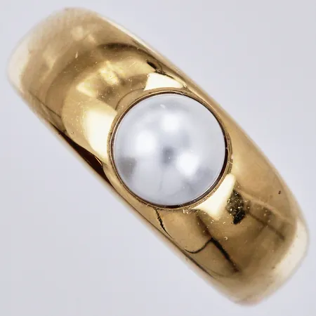 Ring med plastpärla Ti Sento, del förgylld, stl: 15¼, bredd ca 2-8mm, 925/1000 silver Vikt: 5,5 g