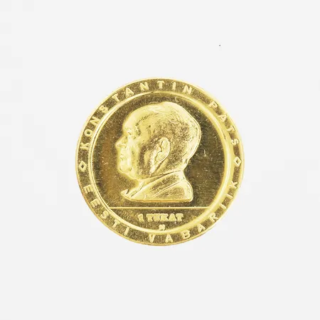 Jubileumsmynt, 1 Tukat, Konstantin Päts, Estland, 1974, ytliga märken, 18K. Vikt: 4,2 g