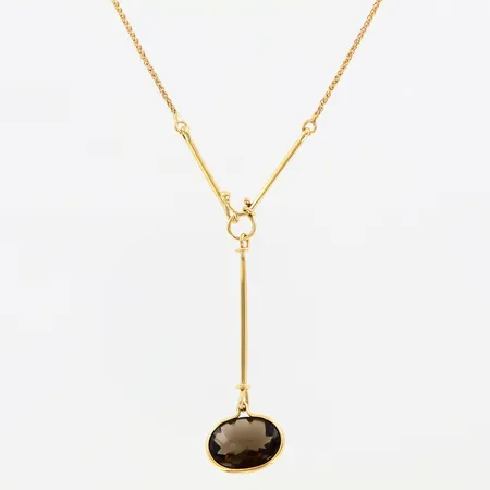 Collier Georg Jensen, modell Savannah 44cm, bredd: 1,5mm, hängdel 50mm med rökkvarts bredd:15mm, 18K Vikt: 6,5 g