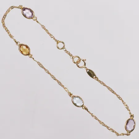Armband Singapore färgade stenar, 17,5/18,5cm, bredd 1,4-5,3mm, Guldfynd, 18K Vikt: 2,3 g